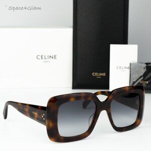 Celine Women Sunglasses Havana Gradient Smoke Geometric CL40263I 3 DOTS 53B NEW
